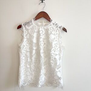 Ted Baker White Lace Sleeveless Top Size 2